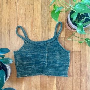 Cider Cropped Green Knit Tank